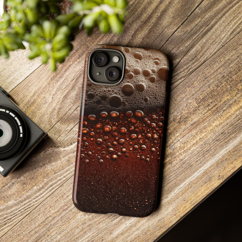 Close-Up Donkerbruine Bier Schuimtextuur