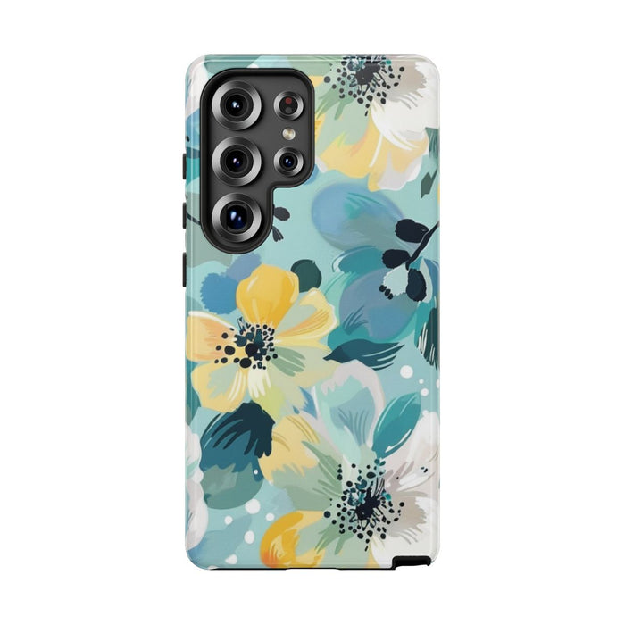 Turquoise Bloemenpatroon met Stippen