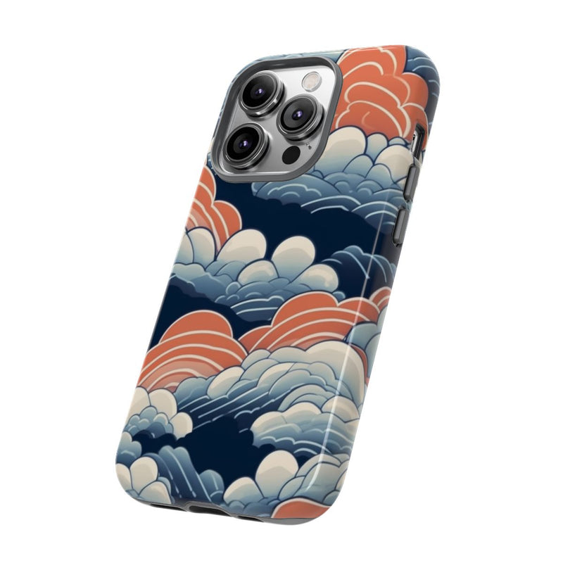 Gestileerd Wolkenpatroon in Blauw en Oranje