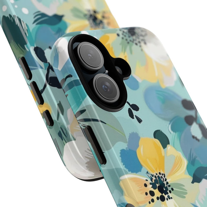 Turquoise Bloemenpatroon met Stippen