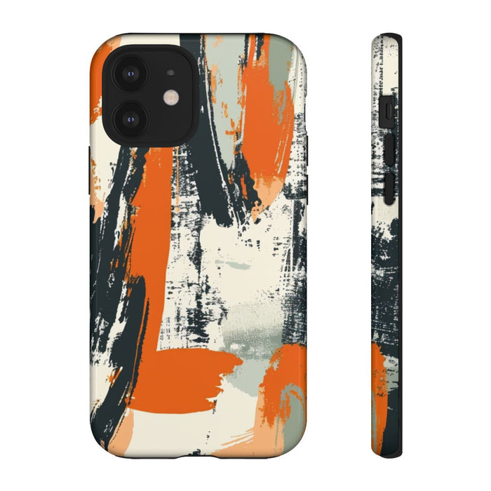Abstract Oranje-Zwart Penseelstrepenpatroon