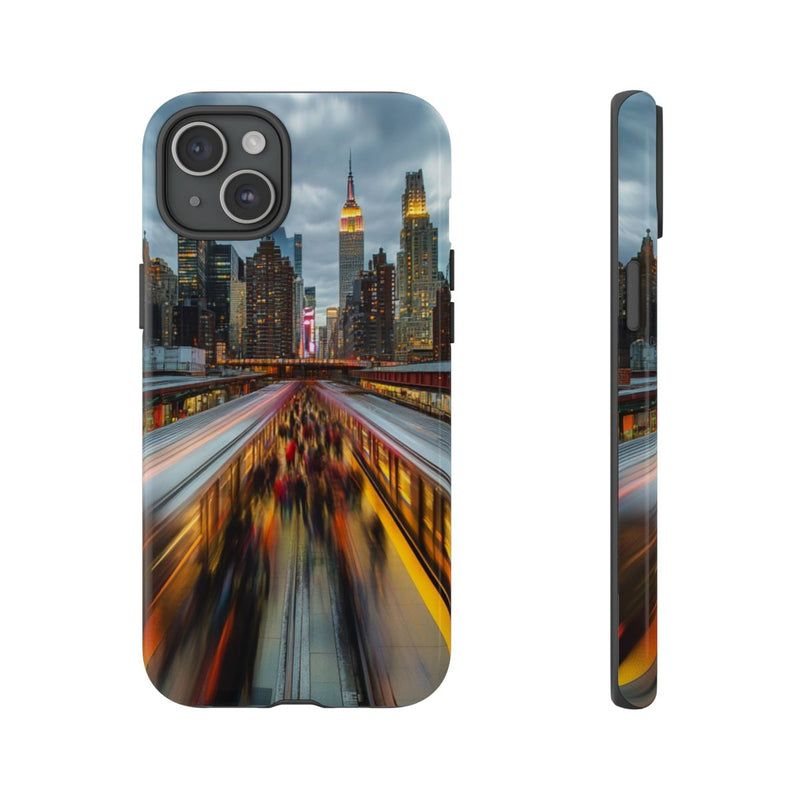 Stedelijke Skyline met Bewegende Metro