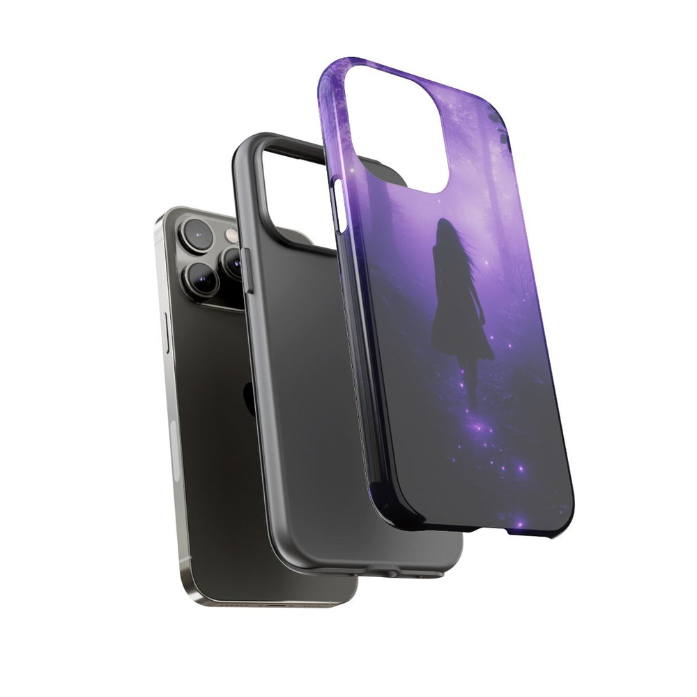 Silhouet in Gloeiend Paars Bos