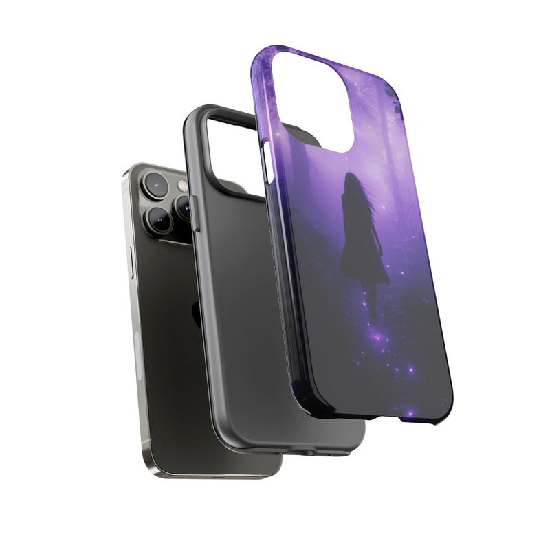 Silhouet in Gloeiend Paars Bos