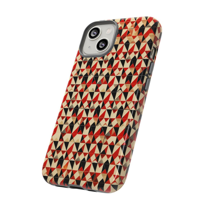 Geometrisch Abstract Patroon in Rood en Zwart