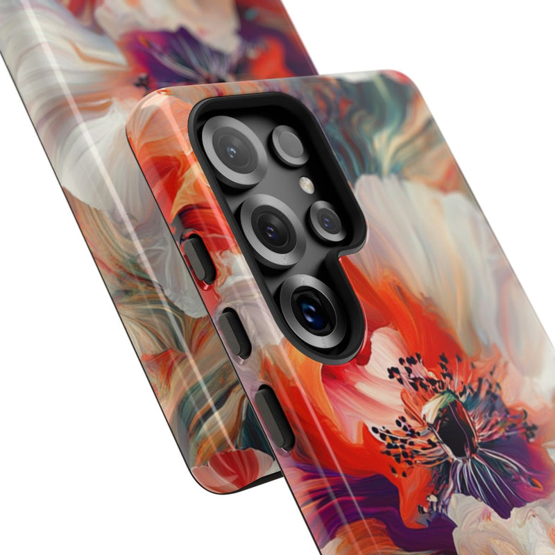 Abstracte Bloemmotieven in Rood en Wit