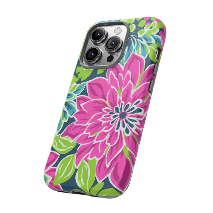 Vrolijk Bloemenpatroon met Roze en Blauwe Bloemen