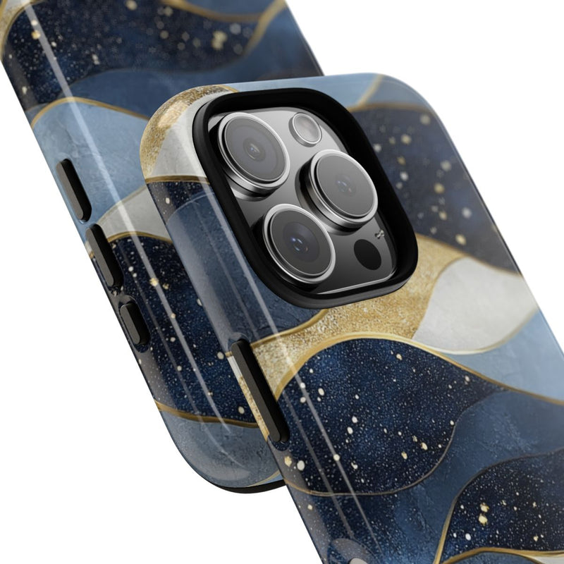 Abstract Blauw-Goud Golvenpatroon