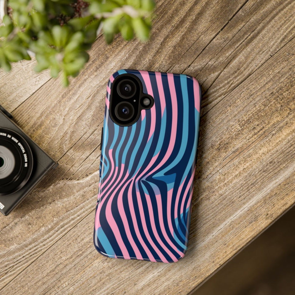 Golvend Blauw-Roze Optische Illusiepatroon