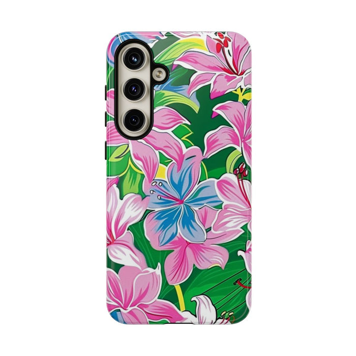 Roze en Blauwe Bloemenprint