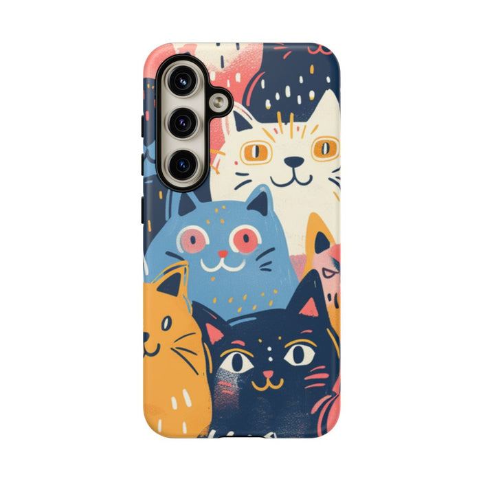 Vrolijk Kattenpatroon in Kleurrijke Illustratie