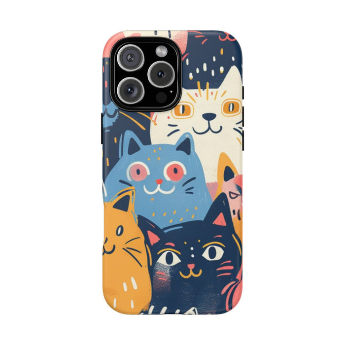 Vrolijk Kattenpatroon in Kleurrijke Illustratie