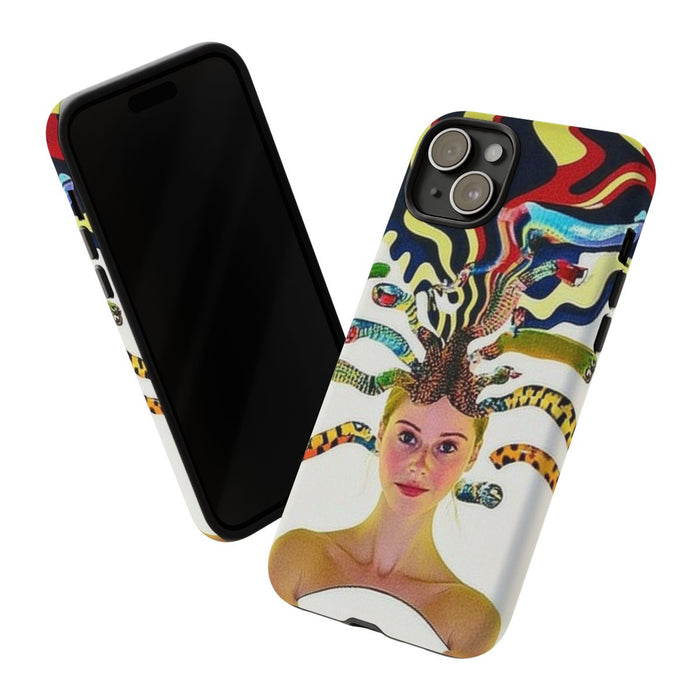Surrealistisch Portret met Kleurrijke Slangen als Haar