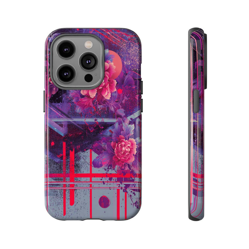 Abstracte Neonbloemen en Geometrie