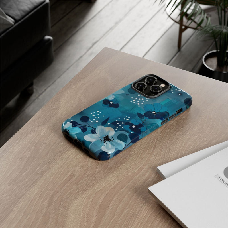 Turquoise Bloemenpatroon met Stippen