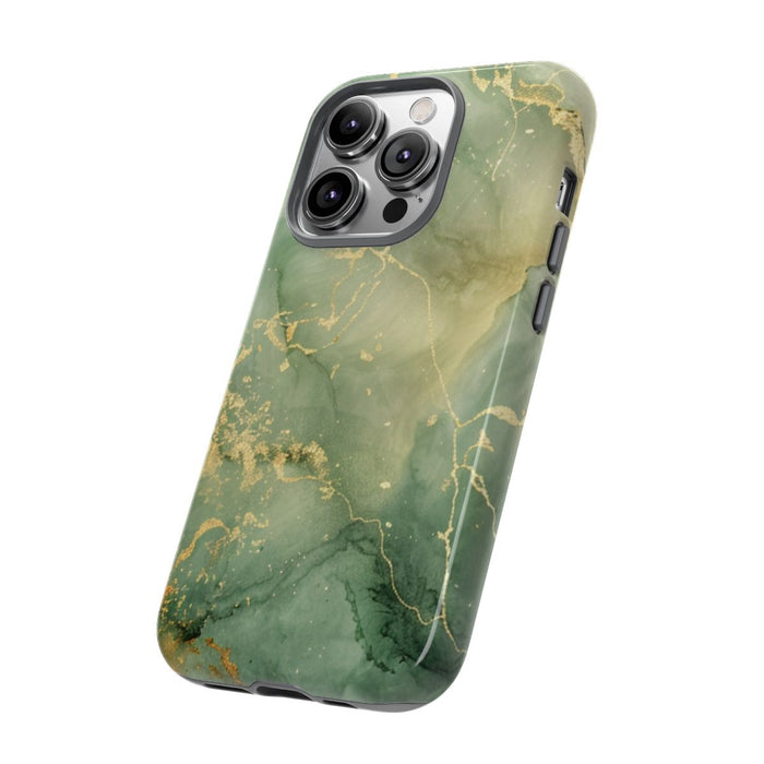 Groene en Gouden Marmer Abstract
