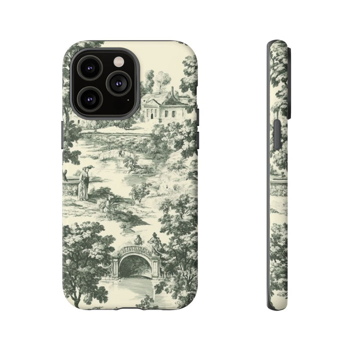 Landelijk Toile-Patroon met Bomen en Figuren
