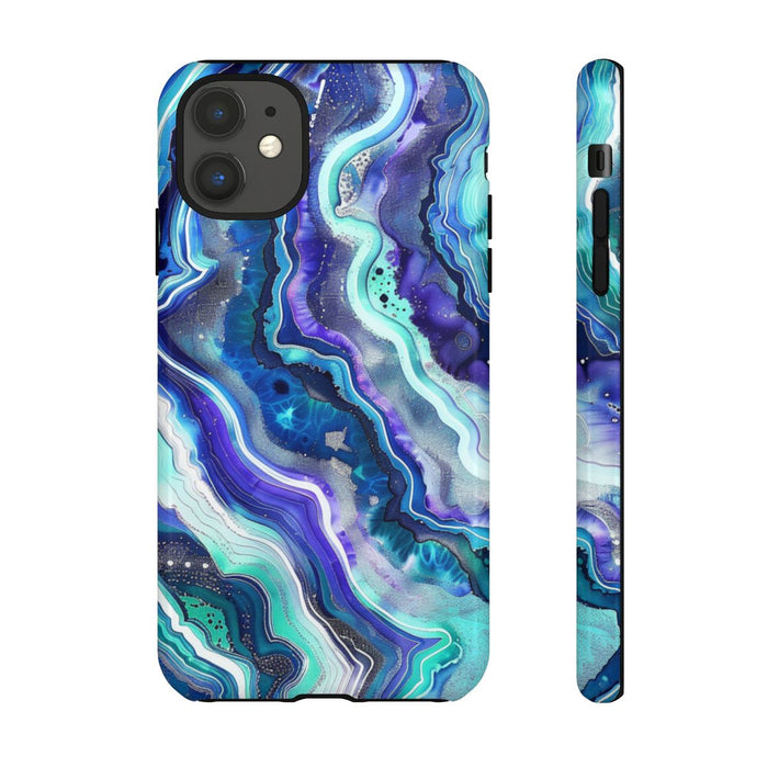 Blauw en Turquoise Geode Wervelpatroon