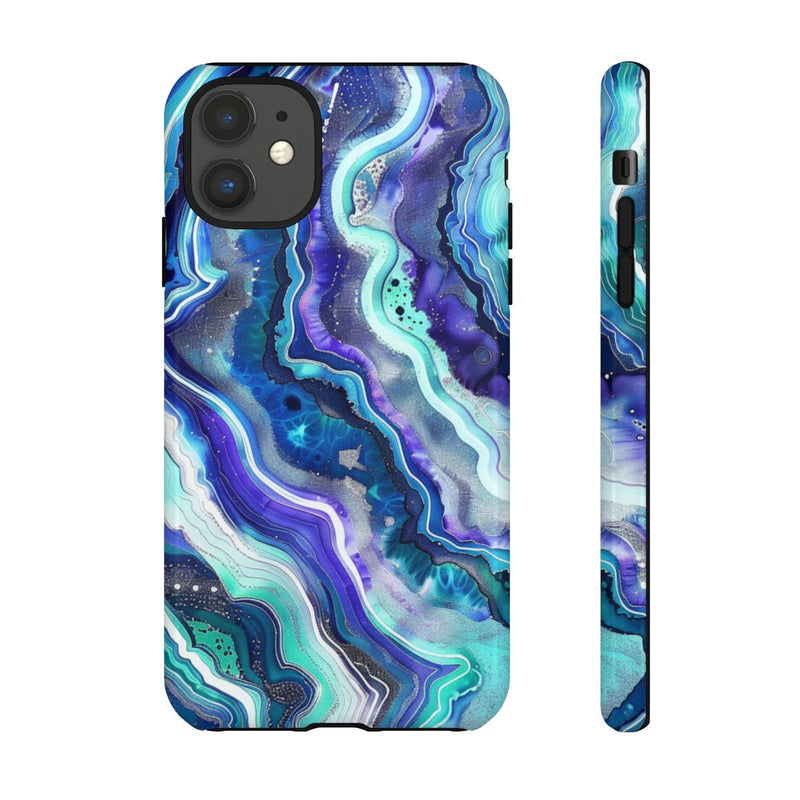 Blauw en Turquoise Geode Wervelpatroon