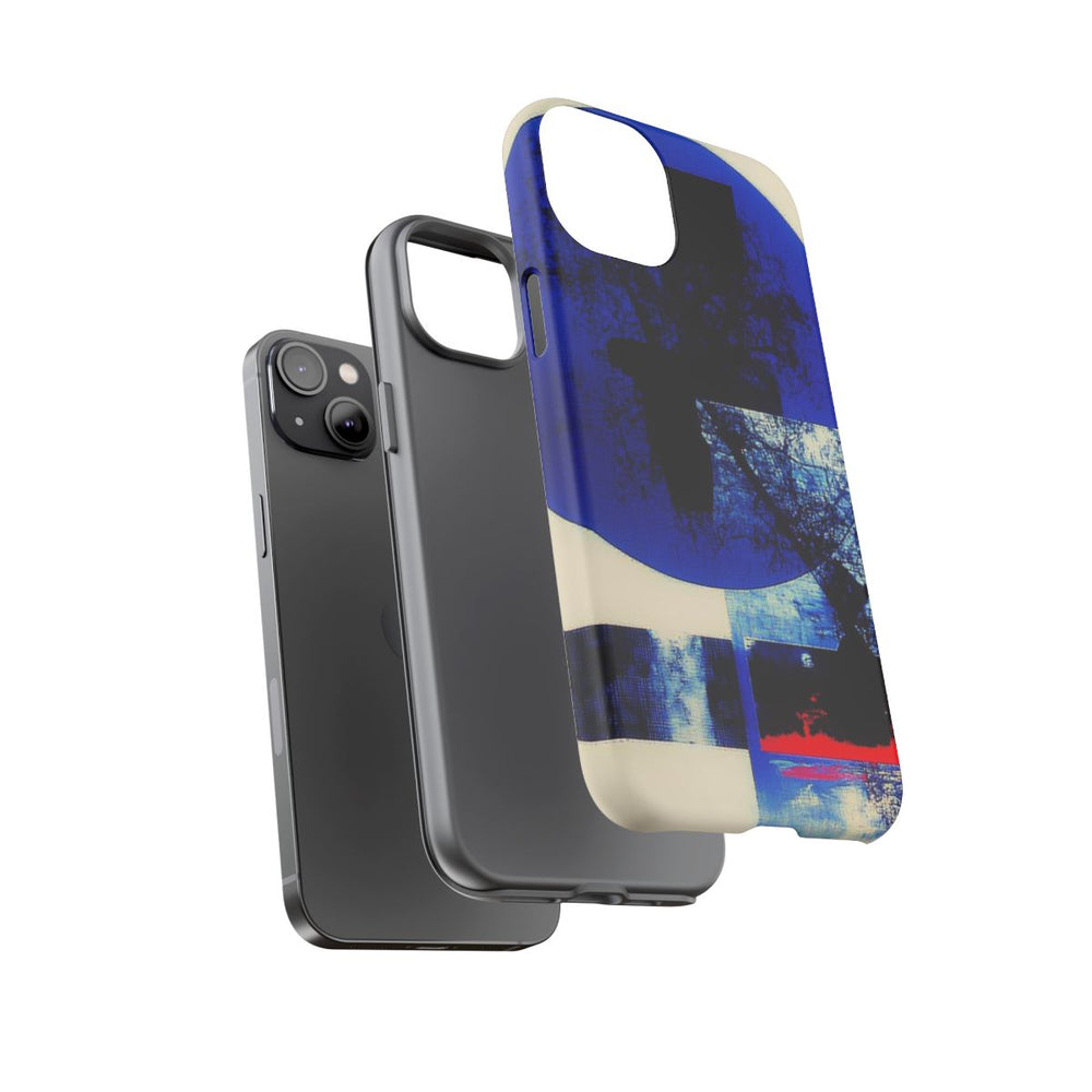 Abstracte Blauwe en Zwarte Geometrische Kunst