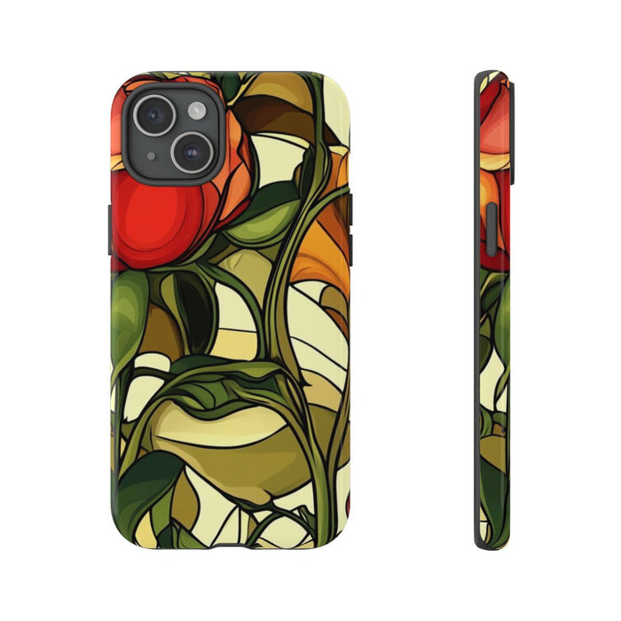 Rood-Oranje Art Nouveau Bloemmotief