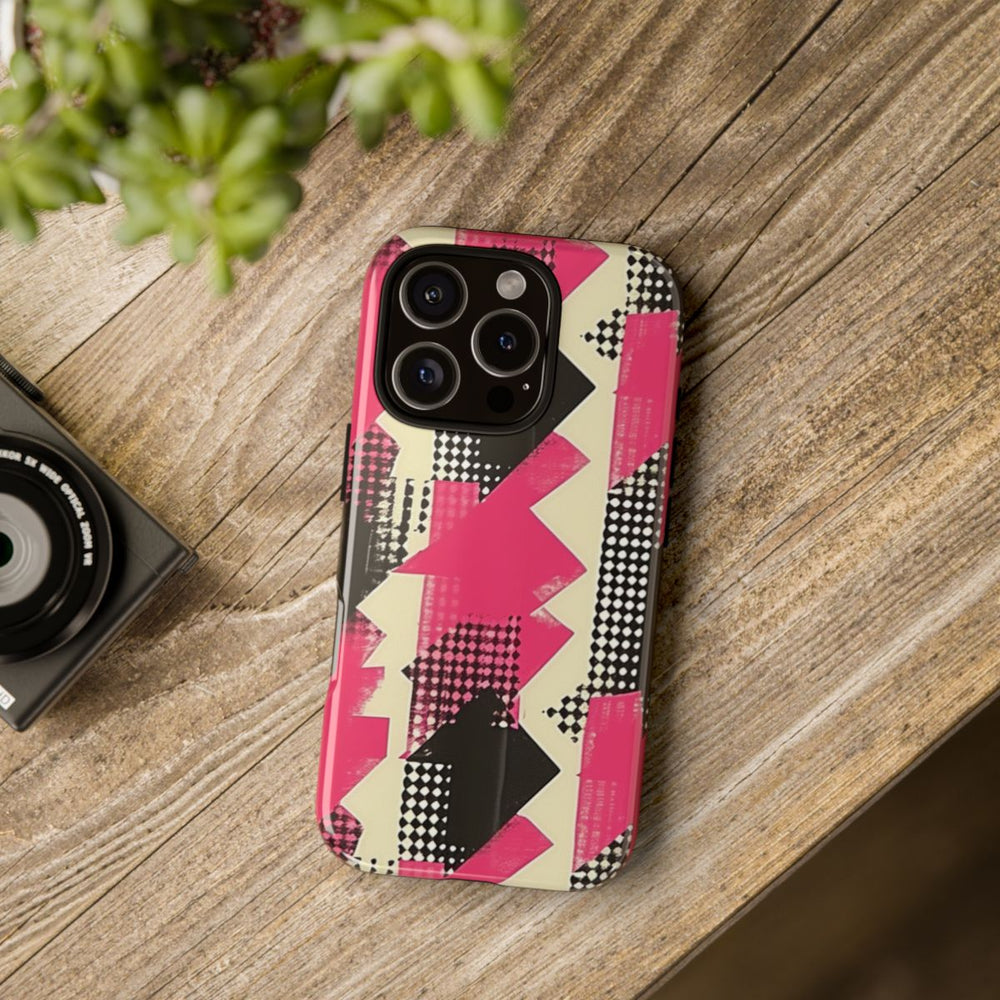 Roze en Zwart Abstract Geometrisch Patroon