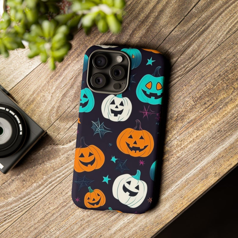 Vrolijk Gekleurde Halloween Pompoenen Patroon