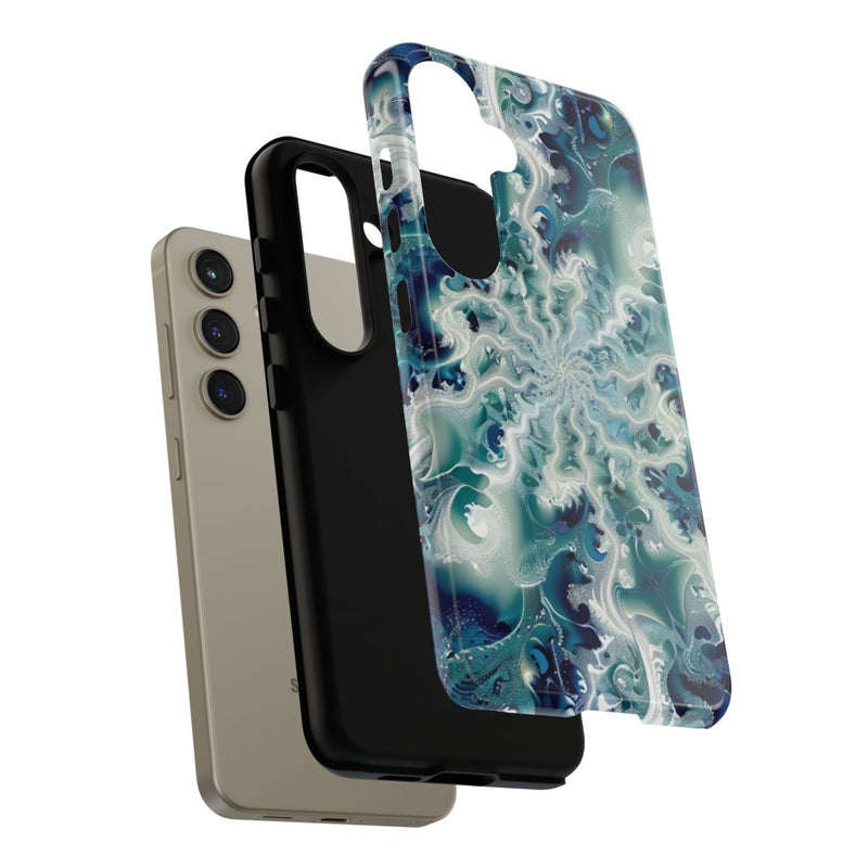 Blauw-Groene Fractalwerveling met Glans