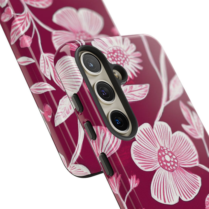 Roze en Witte Bloemenprint