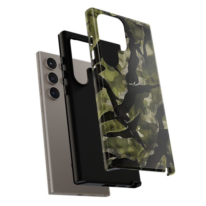 Groen Camouflagepatroon met Zwarte Abstracte Vormen