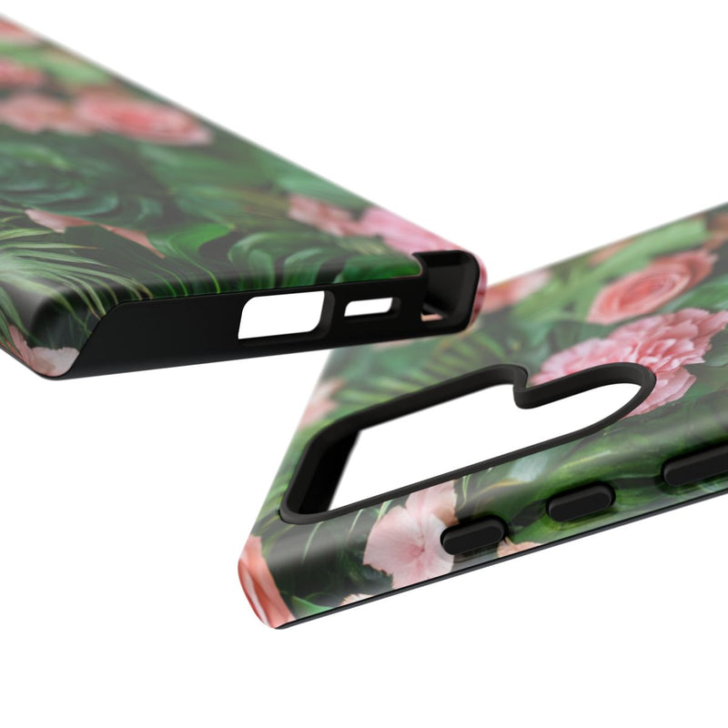 Roze Rozen en Tropische Bladeren Patroon