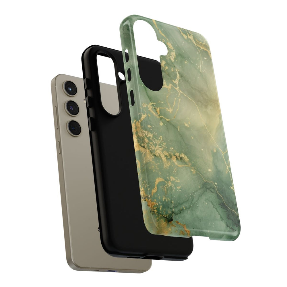 Groene en Gouden Marmer Abstract