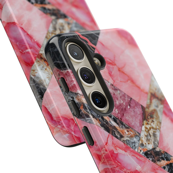 Roze en Zwart Geometrisch Marmerpatroon