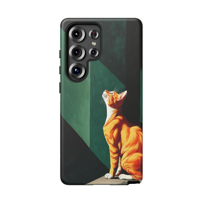 Oranje Kat in Surrealistisch Geometrisch Decor
