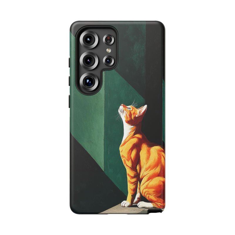 Oranje Kat in Surrealistisch Geometrisch Decor