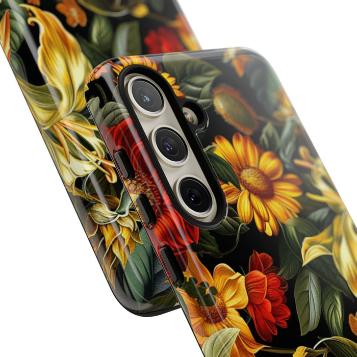 Vrolijk Gele en Rode Bloemenprint