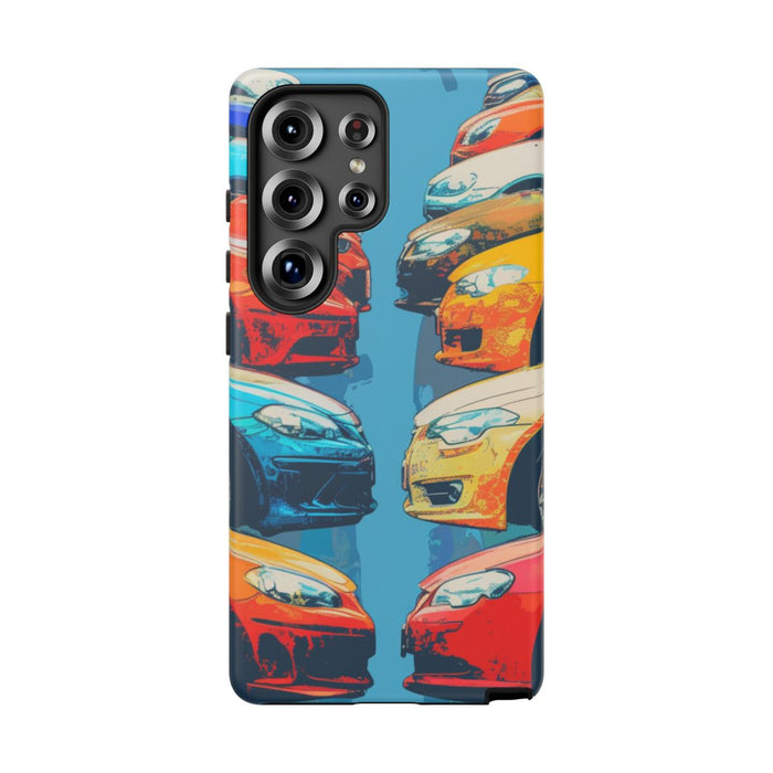 Kleurrijke Moderne Auto's in Lijntekening