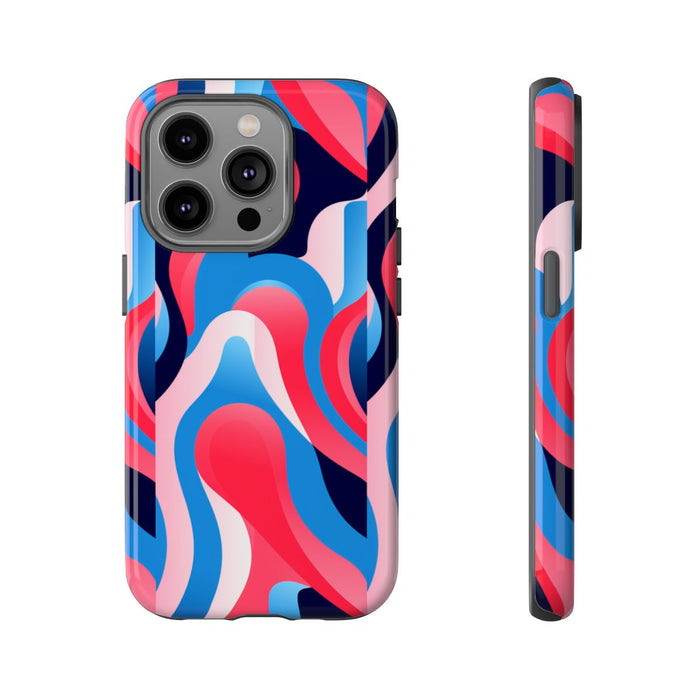 Blauw-Rood Abstract Golvend Patroon