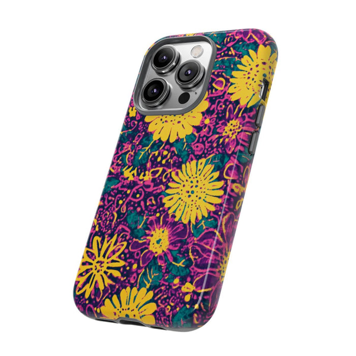 Gele en Paarse Bloemenprint