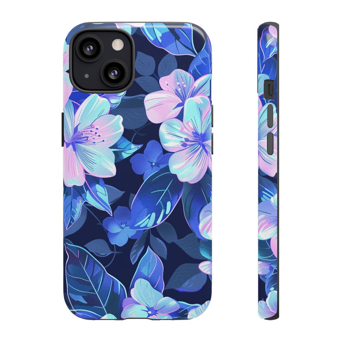 Blauw-Roze Bloemenpatroon