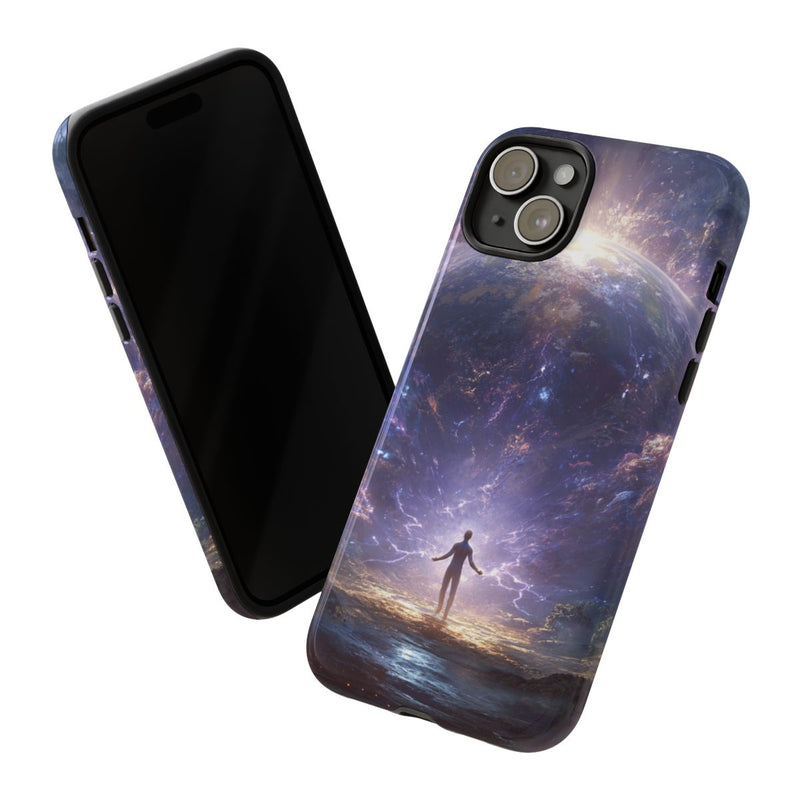 Persoon Tegenover Gloeiende Aarde in Kosmische Energie