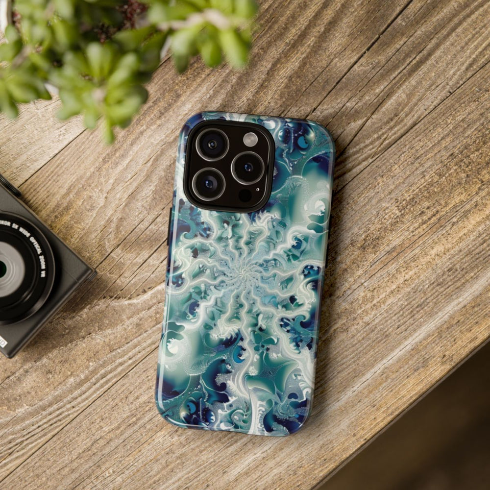 Blauw-Groene Fractalwerveling met Glans