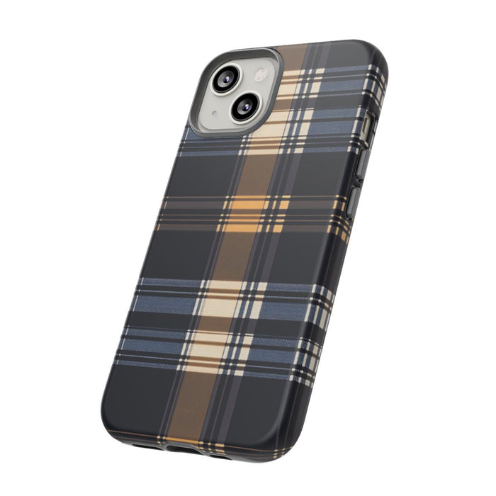 Caramel en Donkerblauw Geruit Patroon
