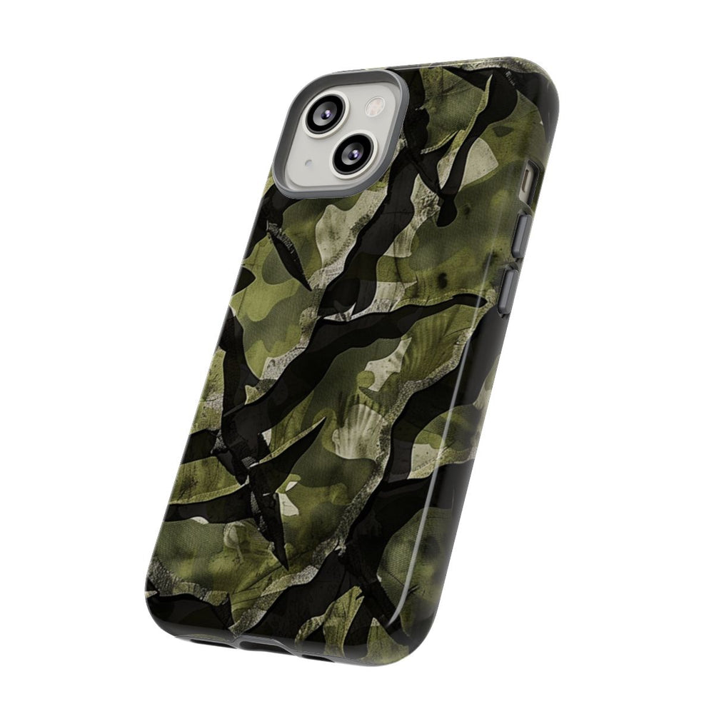 Groen Camouflagepatroon met Zwarte Abstracte Vormen