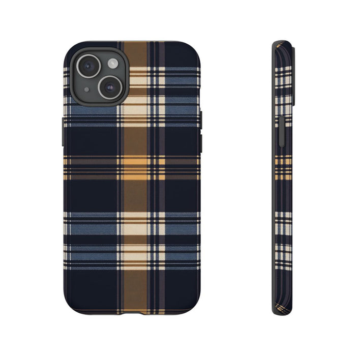 Caramel en Donkerblauw Geruit Patroon