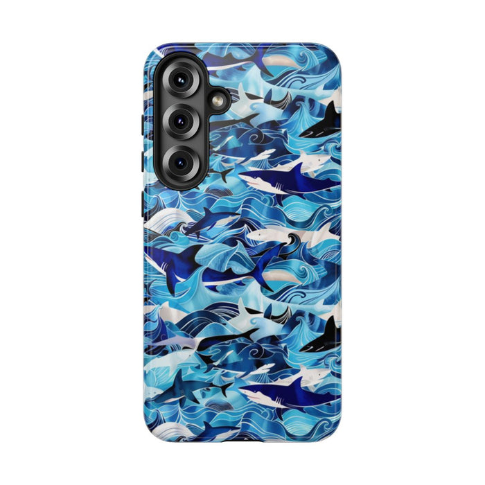 Blauwe Oceaangolven en Haaienpatroon