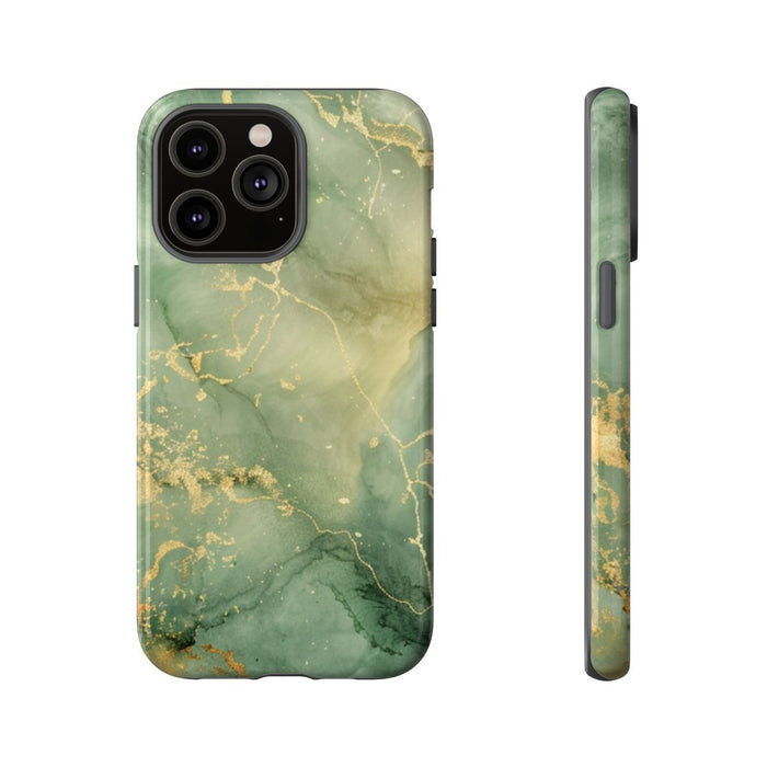 Groene en Gouden Marmer Abstract
