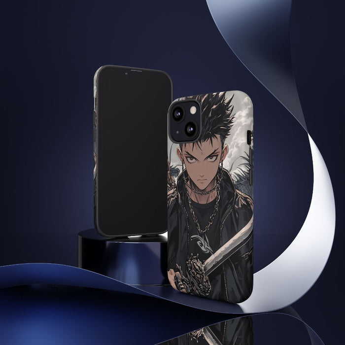 Stoere Anime Strijder met Kettingen en Draak