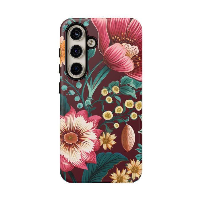 Botanisch Bloemenpatroon in Amber en Teal