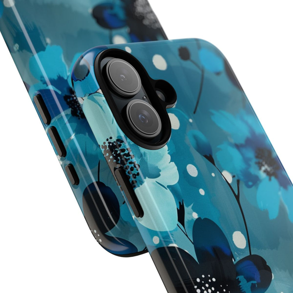 Blauw Bloemenpatroon met Stippen